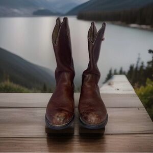 Double H Cowboy Western Pull On Work Boots Brown SZ 10.5 150 Plus Abrasion